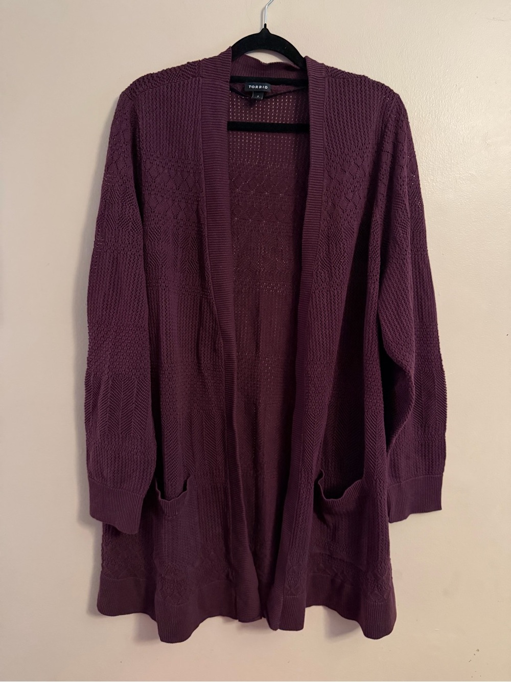torrid Plum Open-Front Knit Cardigan